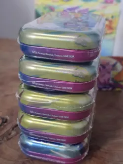 Pokemon TCG - Prismatic Evolutions - Mini Tins QTY 5 Factory Sealed w/ Display! - Image 5