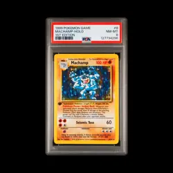 👊 PSA 8 Machamp-Holo 1st Edition 1999 Pokemon Game Base Set Unlimited #8 NM-MT - Image 1