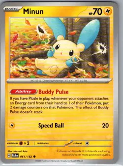 Minun 061/182 Non Holo SV04: Paradox Rift - Pokemon Card - NM - Image 1