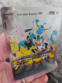 Eevee Sisters & Pikachu GX Silver Foil Fan Art Vinyl Collector Pokemon Card - Image 4