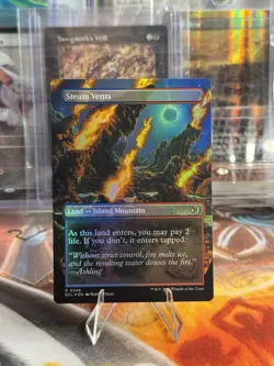 Steam Vents ~Borderless Alt Foil~ Lorwyn Eclipsed ~ Rare Land ~ Island Mountain - Image 1