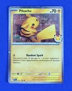 Pikachu (Pokemon Day 2026 Stamped) 051/162 Cosmo Holo TEF EN NM - Image 1