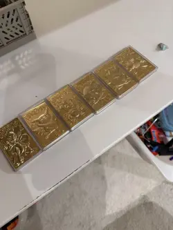 Full Set Of 6, 23K Gold Plated 1999 Burger King Pokemon Trading Cards - Image 1