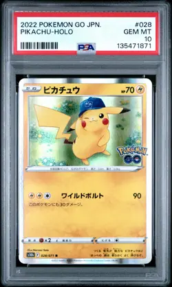 2022 POKEMON GO JPN #028 PIKACHU-HOLO PSA 10 - Image 1