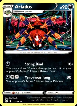 Ariados 113/196 Rare - Pokemon SWSH11: Lost Origin 2022 NM - Image 1