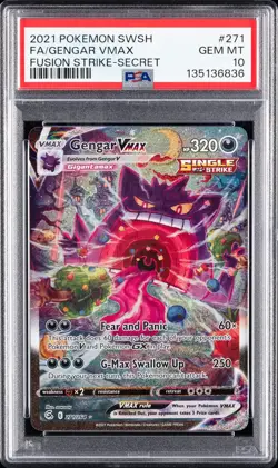 Pokemon 2021 Gengar VMAX 271/264 Alt Art Fusion Strike GEM MINT PSA 10 - Image 1