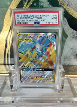 Pokemon Moltres & Zapdos & Articuno GX 66/68 Hidden Fates Full Art Holo PSA 9 - Image 1