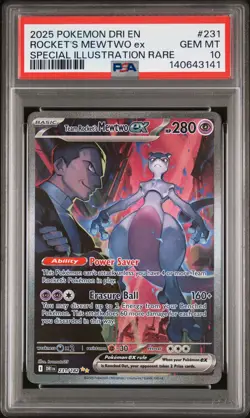 2025 POKEMON DRI EN-DESTINED RIVALS #231 TEAM ROCKET'S MEWTWO EX PSA 10 - Image 1