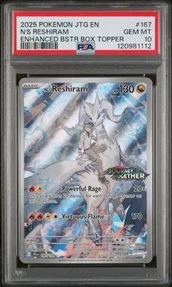 PSA 10 N'S RESHIRAM 167 JOURNEY TOGETHER STAMPED ENHANCED BOOSTER POKEMON - Image 1