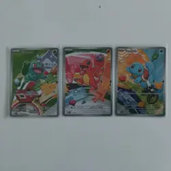 Pokemon First Partners Illustration - Gen 1 Set Bulbasaur, Charmander, Squirtle - Image 1