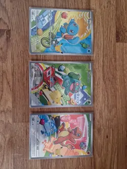 Pokemon First Partners Illustration - Gen 1 Set Bulbasaur, Charmander, Squirtle - Image 1