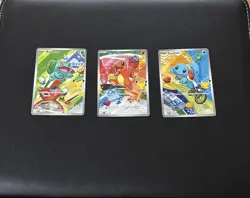 Pokemon First Partners Illustration - Gen 1 Set Bulbasaur, Charmander, Squirtle - Image 1