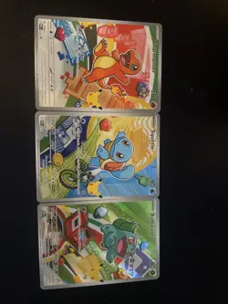 Pokemon 30th Anniversary Charmander Squirtle Bulbasaur First Partners Cards - Image 1