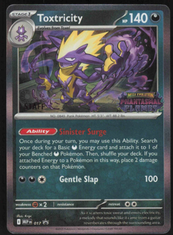 Pokemon Toxtricity 017 Phantasmal Flames Prerelease Stamped Staff Promo Holo - Image 1