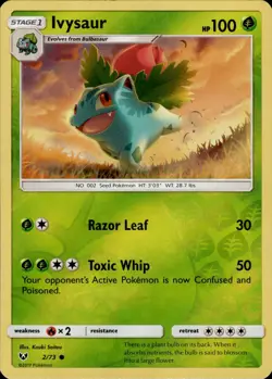 Pokemon TCG Reverse Holo Card Ivysaur Shining Legends 2/73 - Image 1