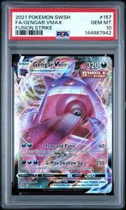 PSA 10 Gengar Vmax 157/264 Pokemon Fusion Strike Sword Shield - Image 1