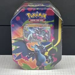 Pokemon TCG Mega Charizard X ex Tin 4 Booster Packs & Charizard Promo Sealed NEW - Image 1