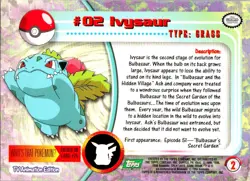 Ivysaur #02 - Pokemon Topps - Green Logo - Image 2