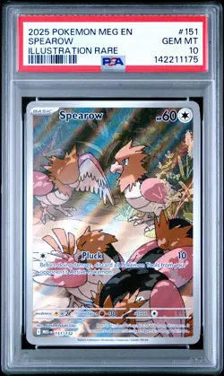 2025 POKEMON MEG EN-MEGA EVOLUTION ILLUSTRATION RARE #151 SPEAROW PSA 10 - Image 1
