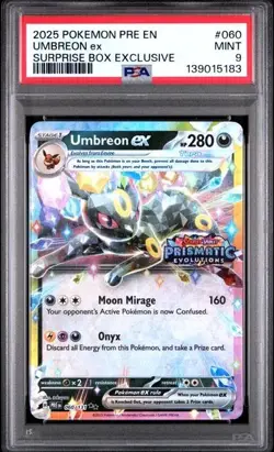 2025 POKEMON PRISMATIC EVOLUTIONS SURPRISE BOX EXCLUSIVE UMBREON EX PSA 9 (83) - Image 1