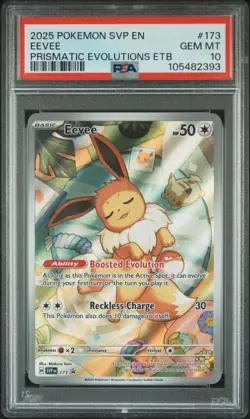 2025 POKEMON SVP EN-SV PRISMATIC EVOLUTIONS ETB PROMO #173 EEVEE PSA 10 #393 - Image 1
