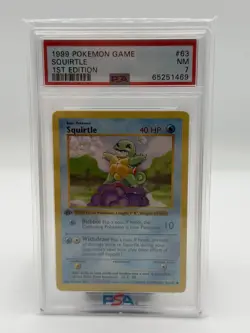 Pokemon TCG Squirtle Base Set Shadowless 1st Edition PSA 7 063/102 English - Image 1