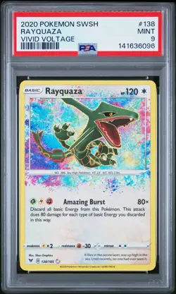 2020 POKEMON SWORD & SHIELD VIVID VOLTAGE #138 RAYQUAZA PSA 9 - Image 1
