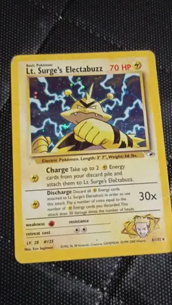 Pokemon Lt. Surge's Electabuzz Holo Rare 61/132 Gym Heroes 70 HP Basic English - Image 1