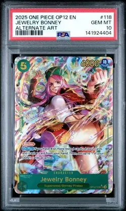 PSA 10 2025 ONE PIECE OP12 LEGACY OF THE MASTER #118 JEWELRY BONNEY ALT ART - Image 1