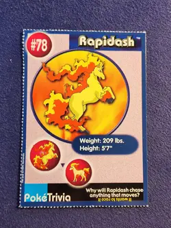 Pokemon - 1999 Burger King PokeTrivia Promo Card - Rapidash #78 LP - Image 1