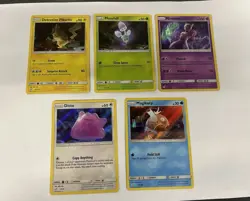 Pokemon Detective Pikachu 5 Card Bundle Incl Ditto Mewtwo Morelull Magikarp VGC - Image 1
