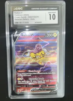 CGC 10 GEM MINT Raikou V Crown Zenith GG41/GG70 Galarian Gallery Pokemon Card - Image 3