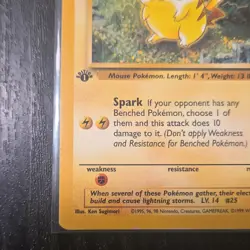 Pokemon Pikachu 60/64 Base Set 1st Edition 1999 Wizards Gold W Stamp - Image 3