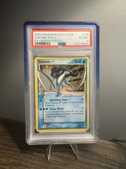 2005 POKEMON SUICUNE STAR EX UNSEEN FORCES GOLD STAR HOLO #115 PSA 6 NEW CERT - Image 1