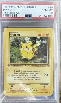 Pikachu 1st Edition Jungle Set 60/64 PSA 10 Gem Mint Pokemon Card 1999 Vintage - Image 1