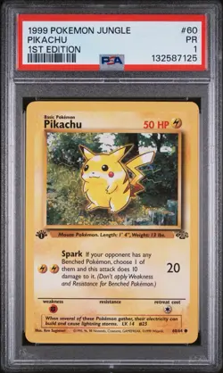 1999 POKEMON JUNGLE 1ST Edition #60/64 PIKACHU PSA 1 - Image 1