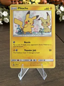 Pokemon TCG 2019 Pikachu SM162 Sun & Moon Black Star Promo Holo Card LP - Image 1