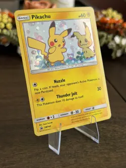 Pokemon TCG 2019 Pikachu SM162 Sun & Moon Black Star Promo Holo Card LP - Image 2