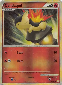CYNDAQUIL 61/123 C HEARTGOLD & SOULSILVER POKEMON REVERSE HOLO HP - Image 1