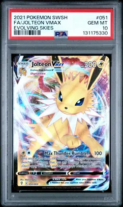 Pokemon Jolteon Vmax Evolving Skies 051/203 PSA 10 New Cert - Image 1