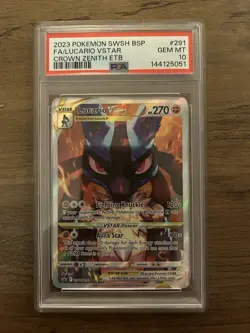 PSA 10 GEM MINT Lucario Vstar #291 Pokemon TCG Swsh Black Star Promo Promo - Image 1
