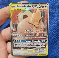 Pokemon Eevee & Snorlax GX 120/181 Sun Moon Tag Team Ultra Rare nm or better - Image 1