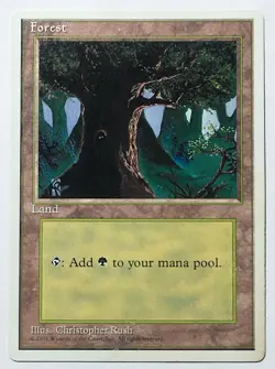 Magic MTG - Forest (Eyes) - Alternate 4th Fourth Edition Glossy - DMG - Image 1