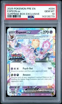 2025 POKEMON PRE EN-PRISMATIC EVOLUTIONS SURPRISE BOX EXCLUSIVE ESPEON EX PSA 10 - Image 1