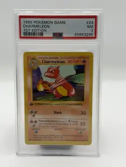 Pokemon TCG Charmeleon Base Set Shadowless 1st Edition PSA 7 024/102 English - Image 1