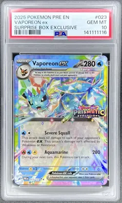 PSA 10 Vaporeon ex 023/131 *Stamped * Surprise Box Exclusive Promo Pokemon TCG - Image 1