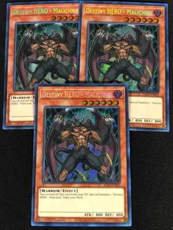 Yugioh Destiny Hero Malicious RA03-EN001 1ST SECRET x3 (NM) - Image 1