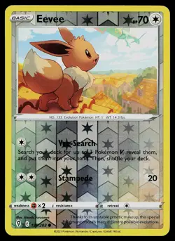 Pokemon Card Evolving Skies Eevee 125/203 Common Reverse Holo - Image 1