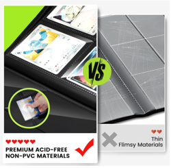 Trading Card Binder with Sleeves, Premium 4 Pocket Ringless Card Binder 160 Side - Image 2