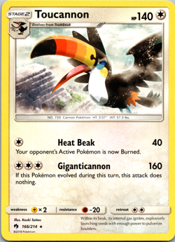 Toucannon 166/214 - Lost Thunder - Rare - Near Mint - Pokemon TCG Cards - Image 1